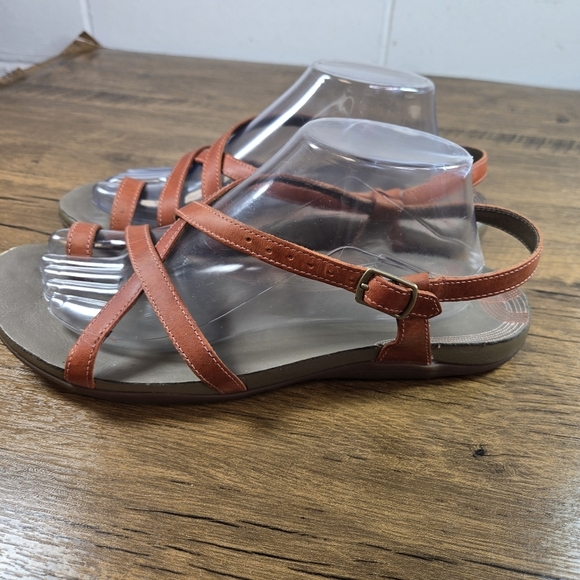 Chaco Dorra Burnt Orange Leather Strappy Sandals - Picture 6 of 9